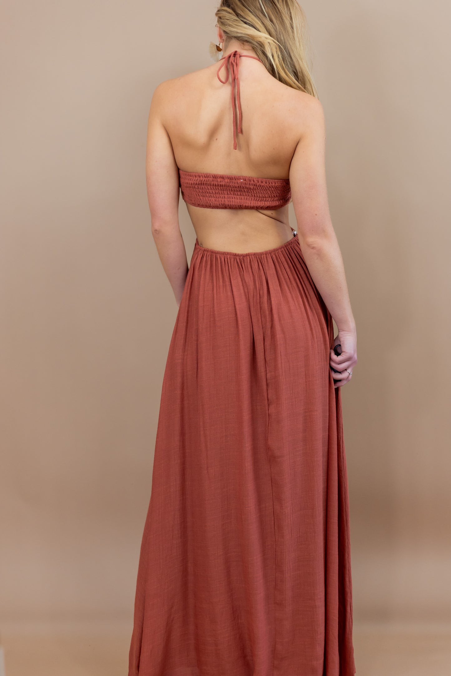 Melody Open Back Cutout Maxi Dress - Rust