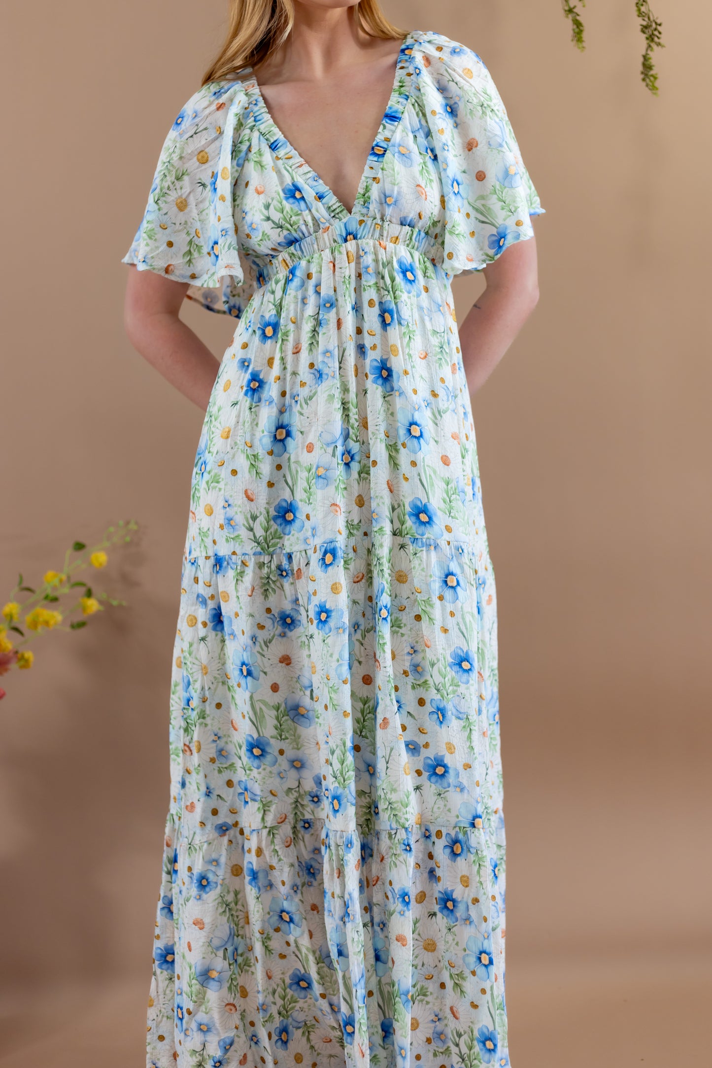 Leslie Deep V Floral Maxi Dress