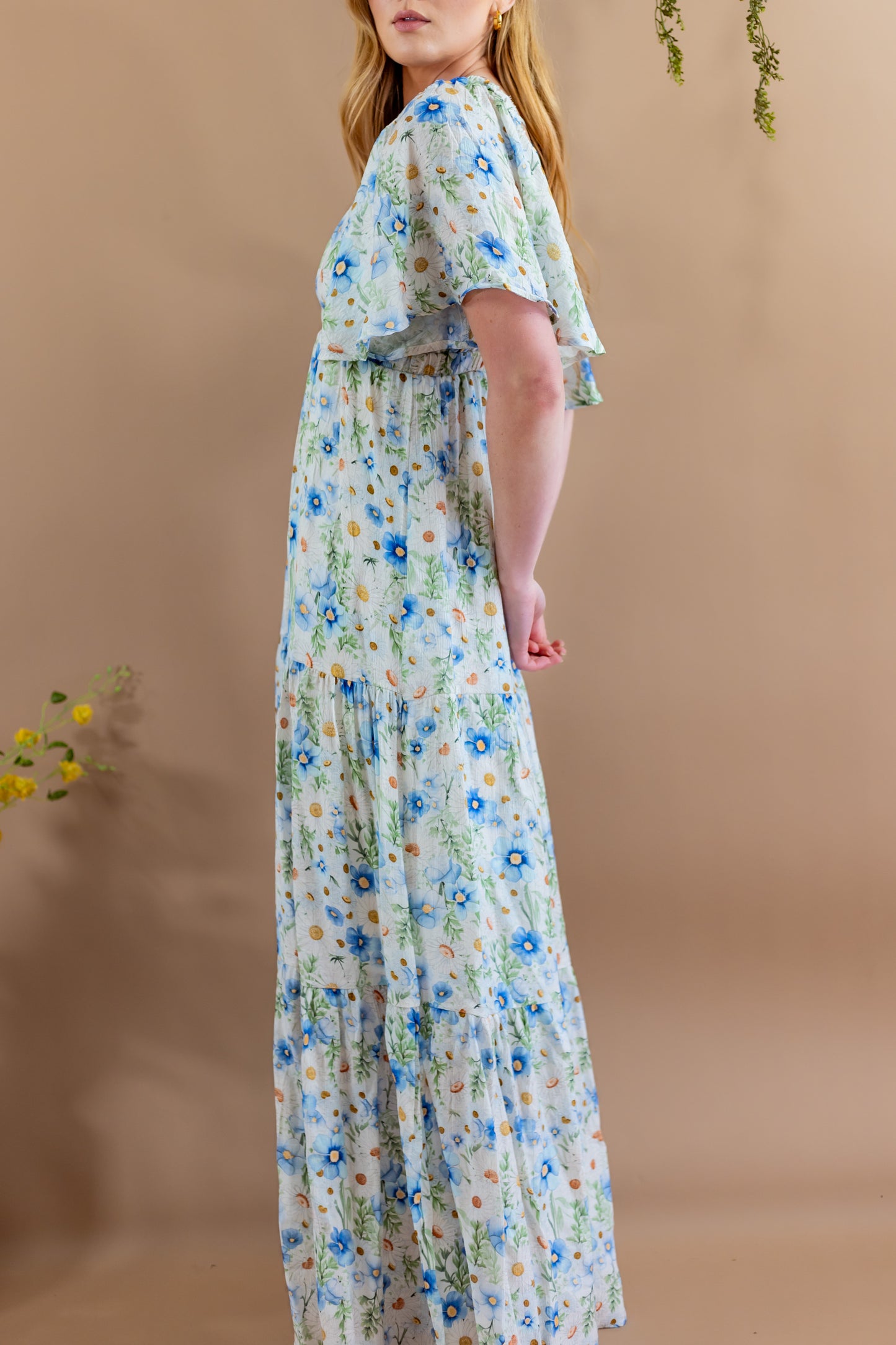 Leslie Deep V Floral Maxi Dress