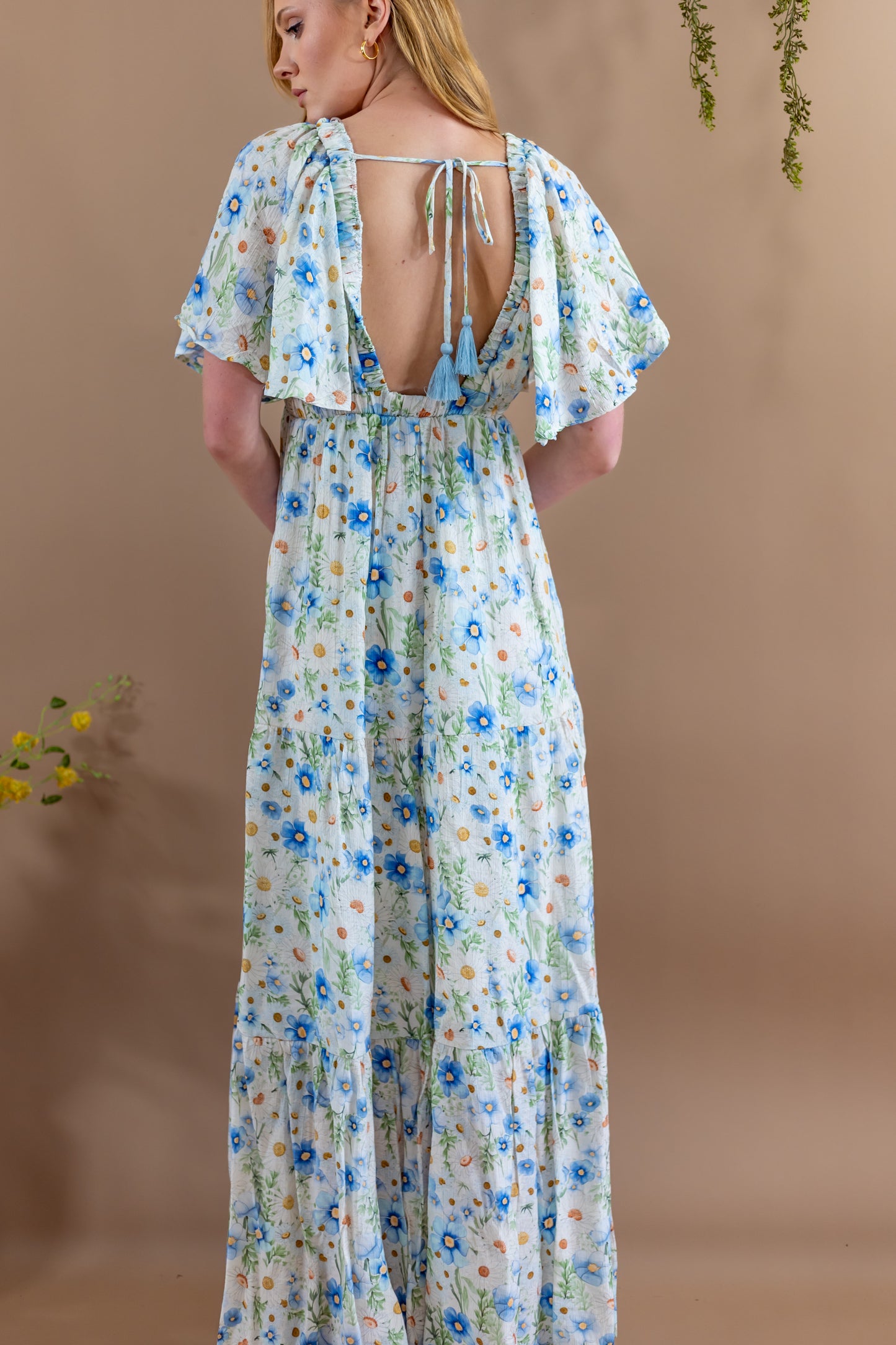 Leslie Deep V Floral Maxi Dress