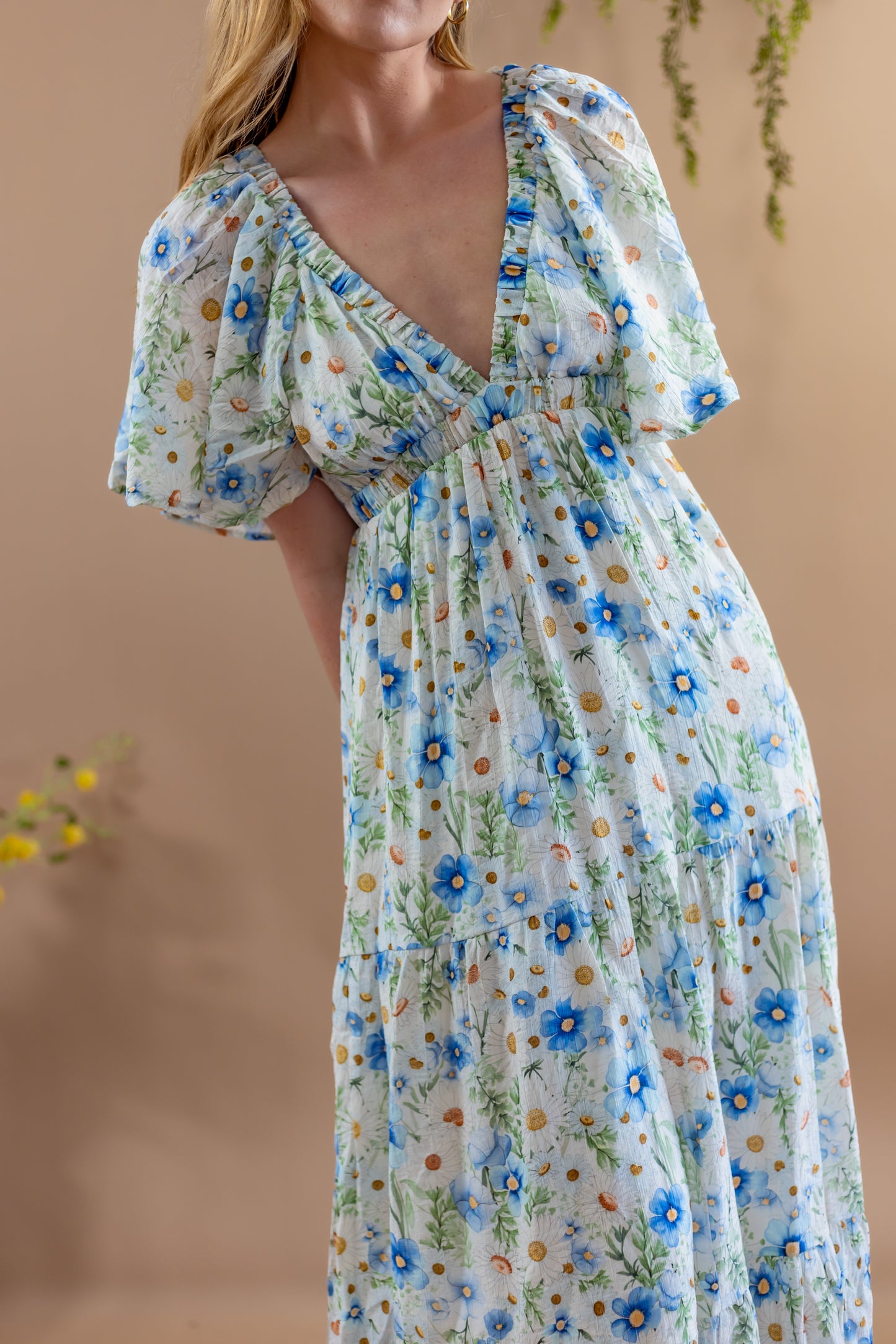 Leslie Deep V Floral Maxi Dress