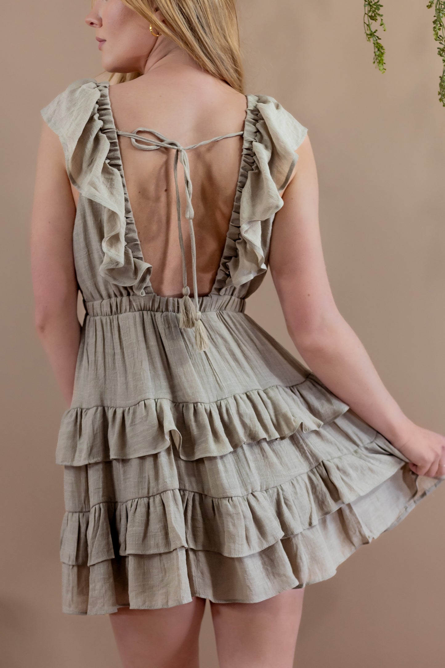 Elysia Deep V Ruffle Mini Dress