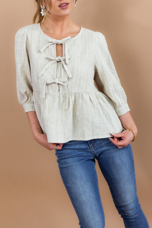 Rachel Babydoll Bow Tie Top