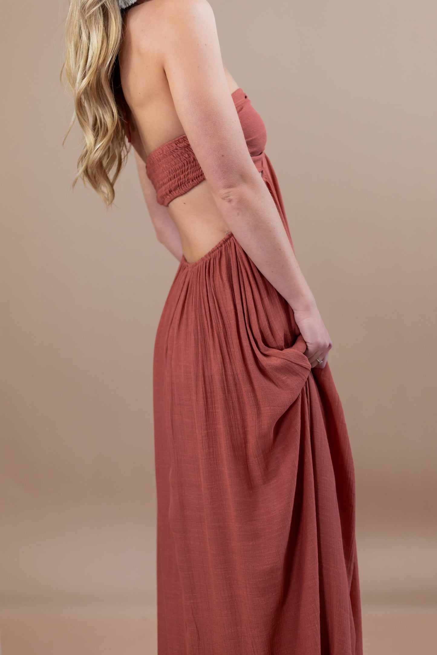Melody Open Back Cutout Maxi Dress - Rust
