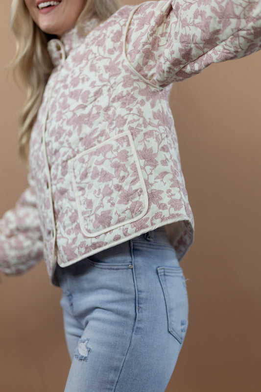 Harriet Quilted Jacket-Pink