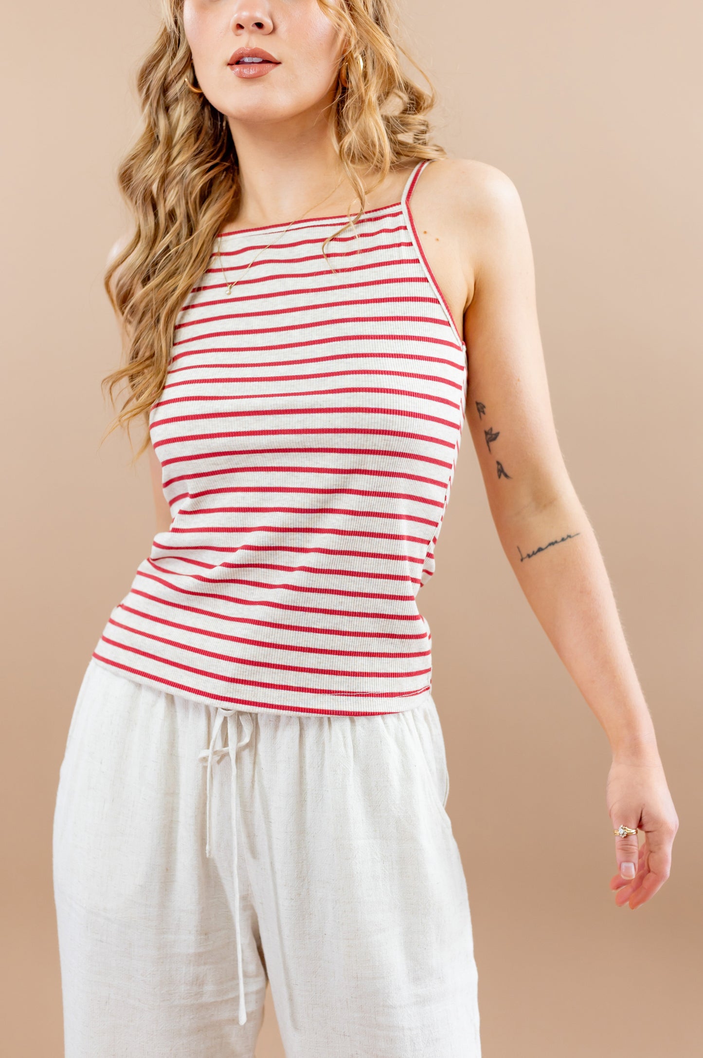 Nessa Striped Tank - Red