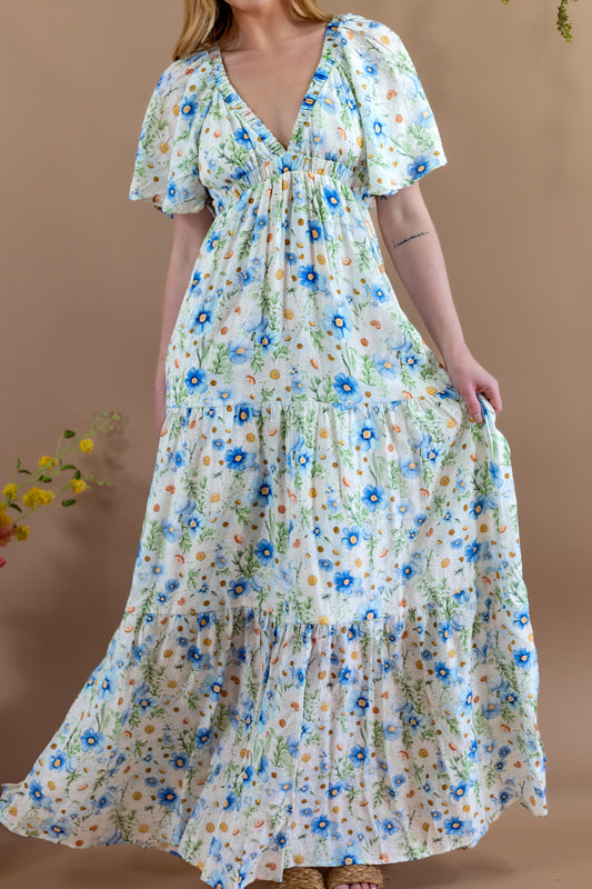 Leslie Deep V Floral Maxi Dress